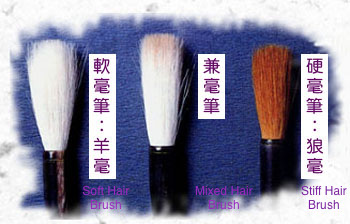 calligraphy brushes with different animal hair